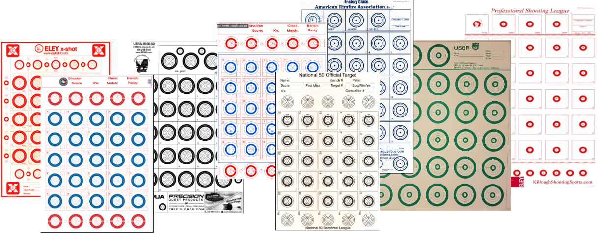 Examples of supported rimfire and air rifle paper target sheets